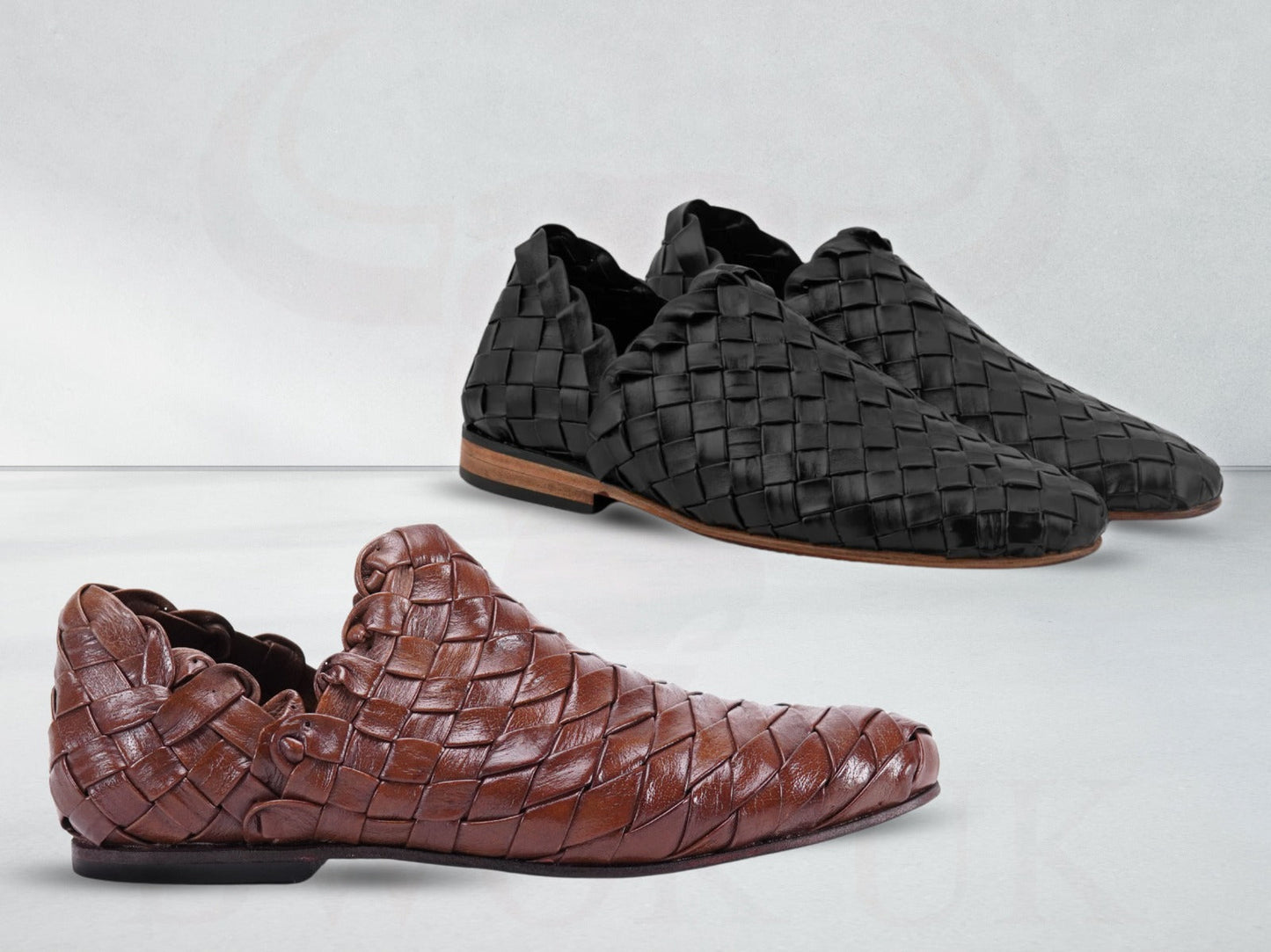 Handwoven Loafers Shoes Brown/Black - Bwok limited