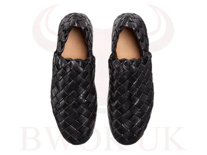 Handwoven Loafers Shoes Brown/Black - Bwok limited