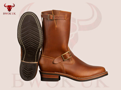 Tan Leather Engineer Boots