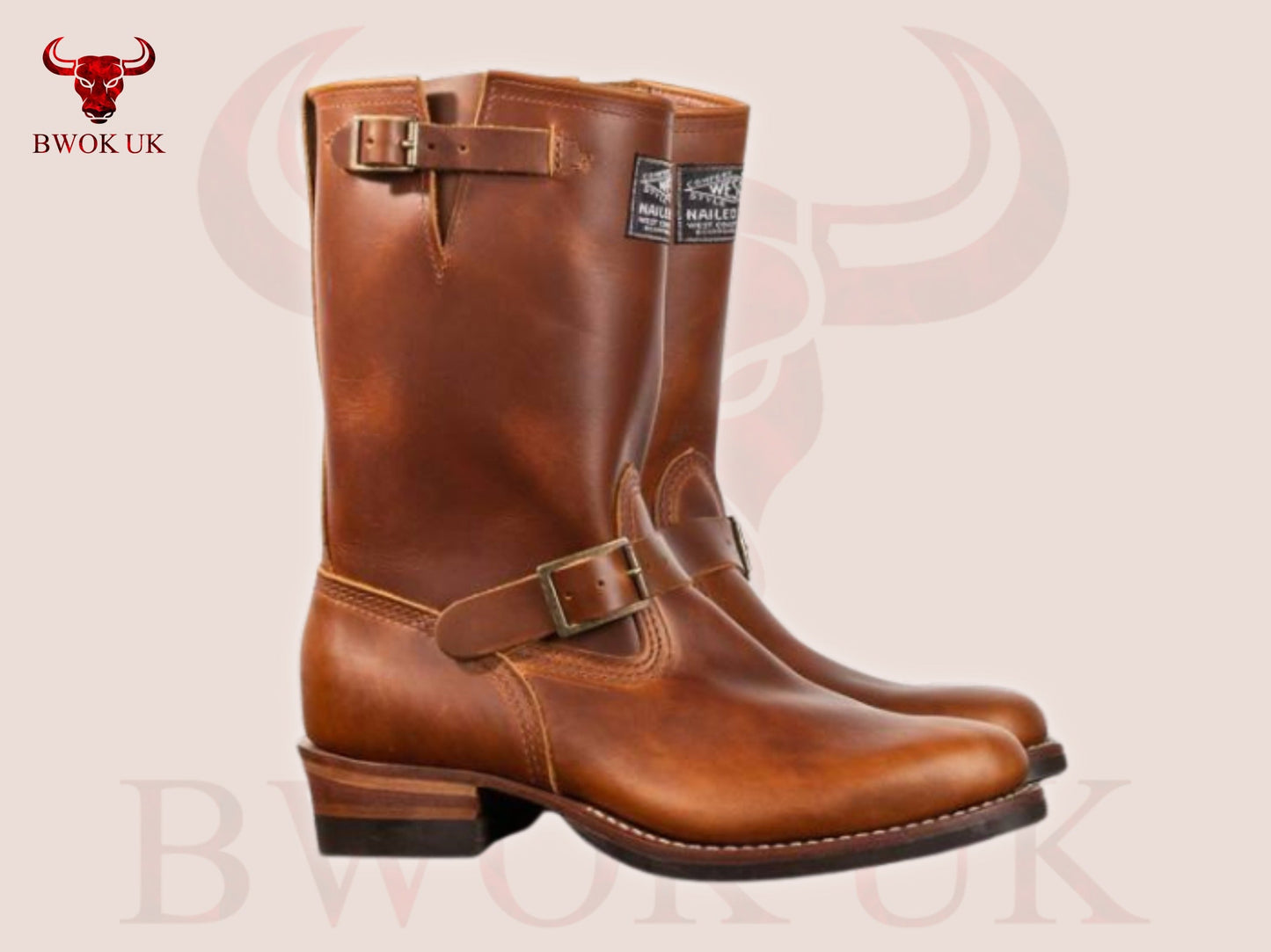 Tan Leather Engineer Boots