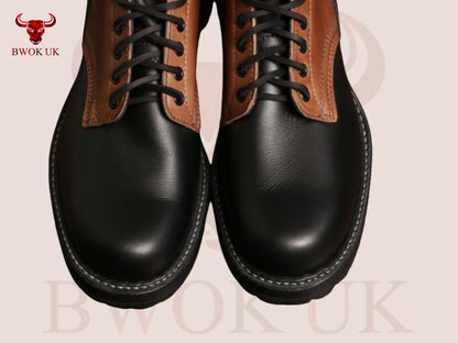 Two-Tone Leather Logger Boots