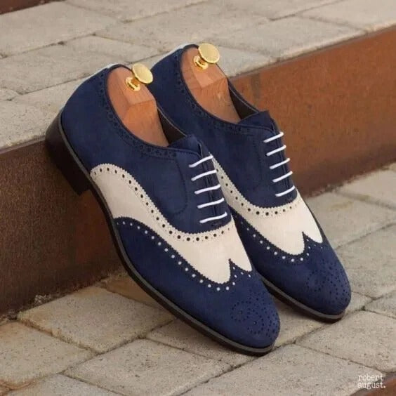 Blue Wingtip Brogue Shoes