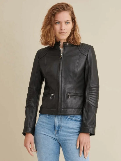 Women's Leather Biker Jacket - Bwok limited