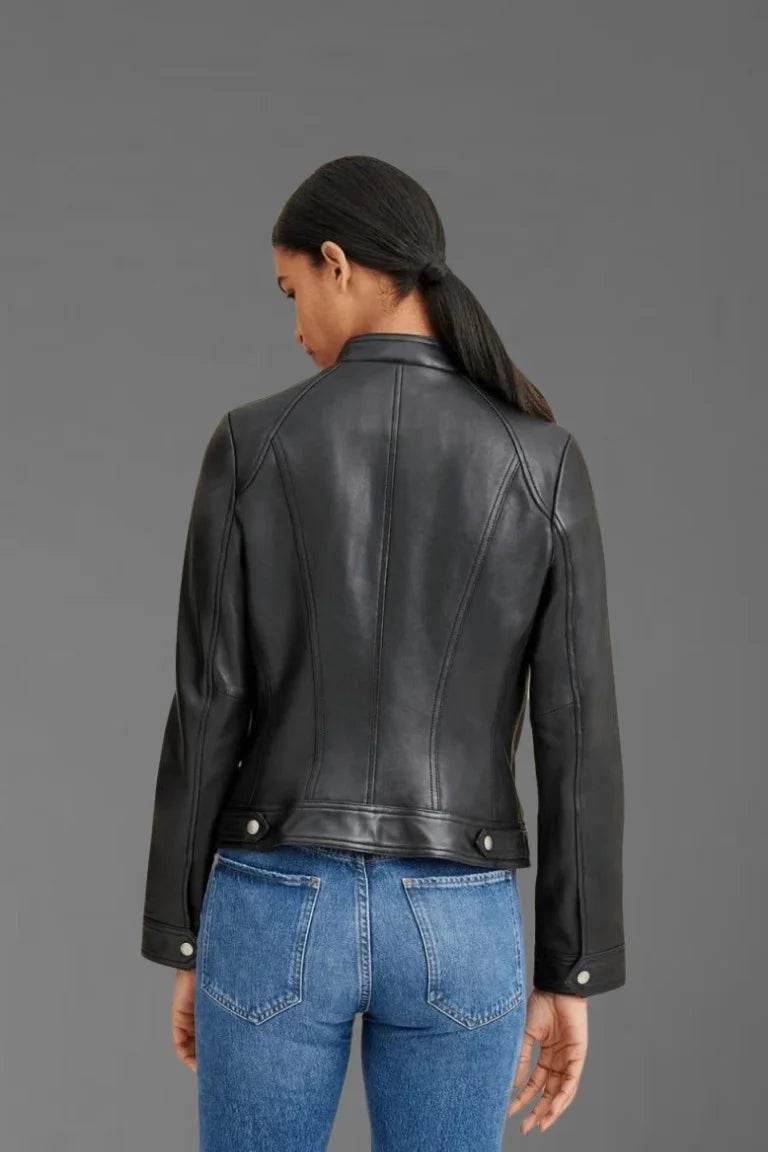 Biker Jacket with Stand Collar - Bwok limited