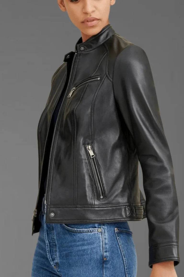 Biker Jacket with Stand Collar - Bwok limited