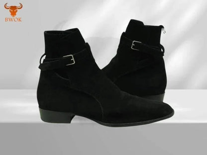 Black Suede Ankle Boots - Bwok limited