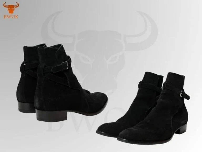 Black Suede Ankle Boots - Bwok limited