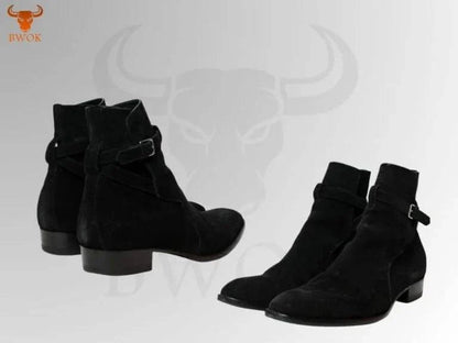 Black Suede Ankle Boots - Bwok limited