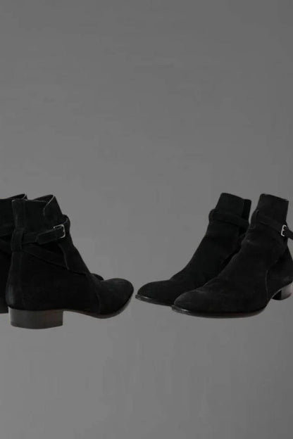 Black Suede Ankle Boots - Bwok limited