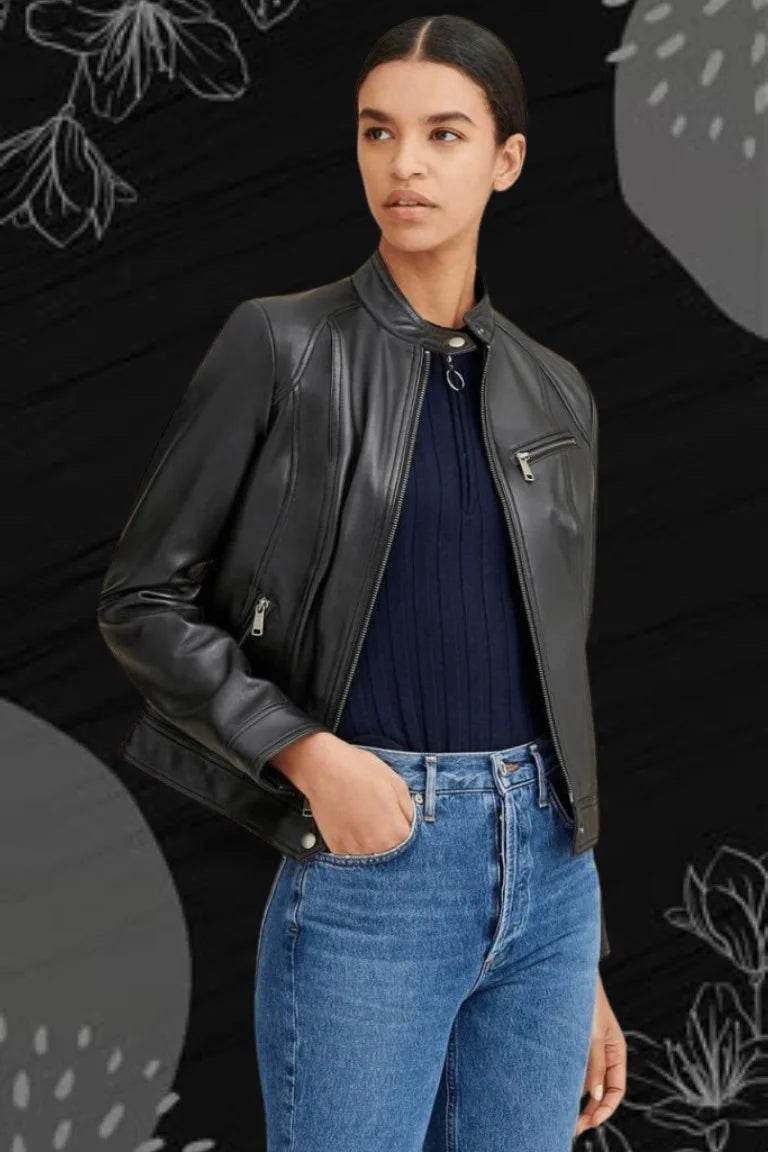 Biker Jacket with Stand Collar - Bwok limited
