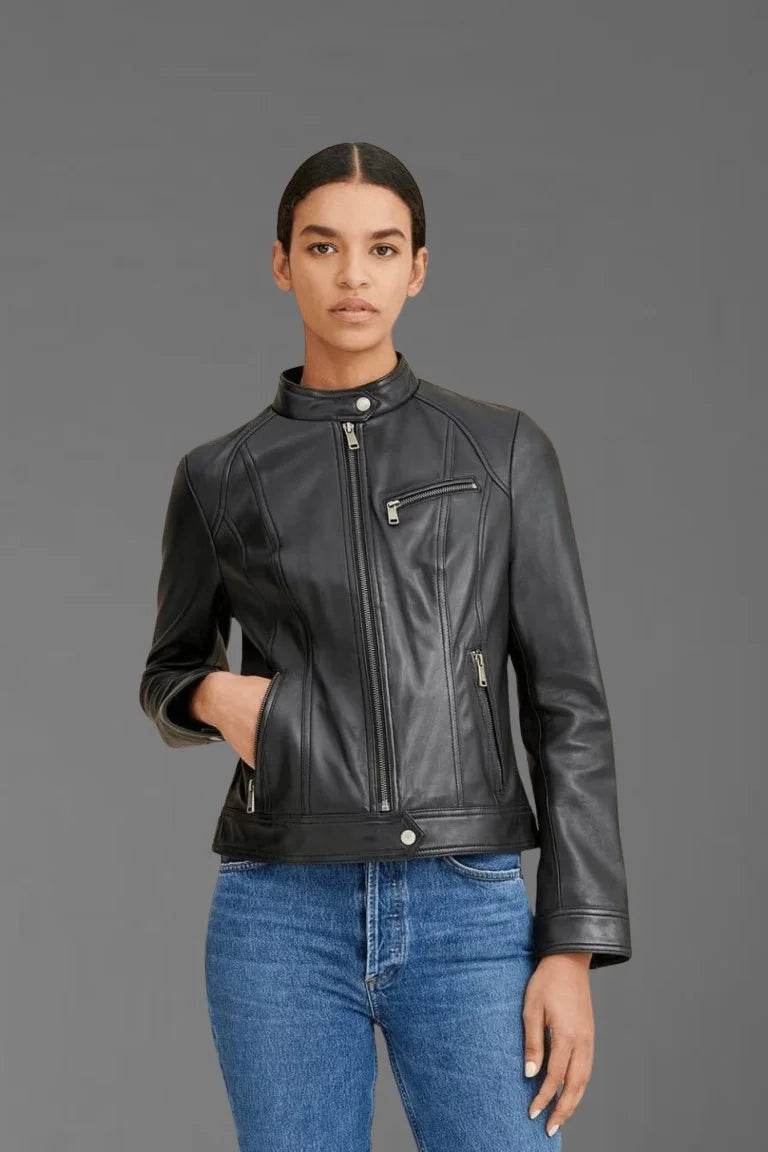 Biker Jacket with Stand Collar - Bwok limited