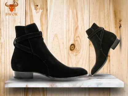 Black Suede Ankle Boots - Bwok limited