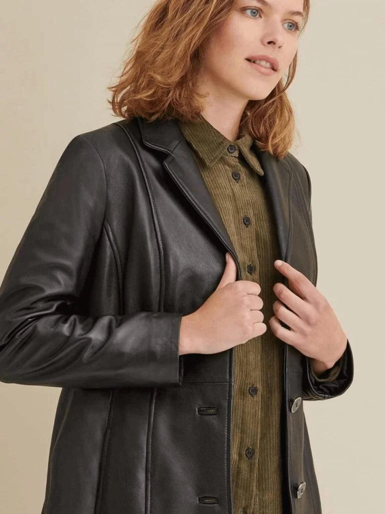Women's Leather Trench Coat - Bwok limited