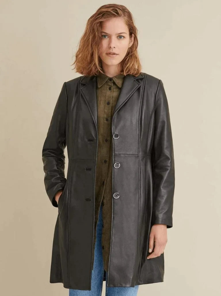 Women's Leather Trench Coat - Bwok limited