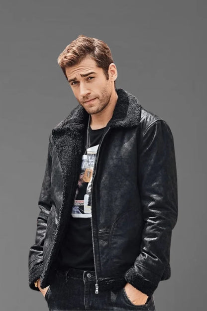 Men Black Fur Jacket - Bwok limited