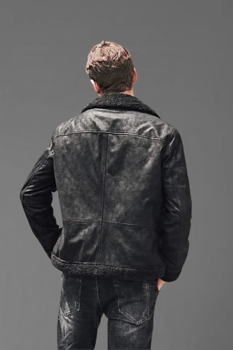 Men Black Fur Jacket - Bwok limited