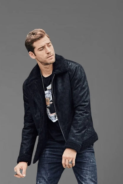 Men Black Fur Jacket - Bwok limited