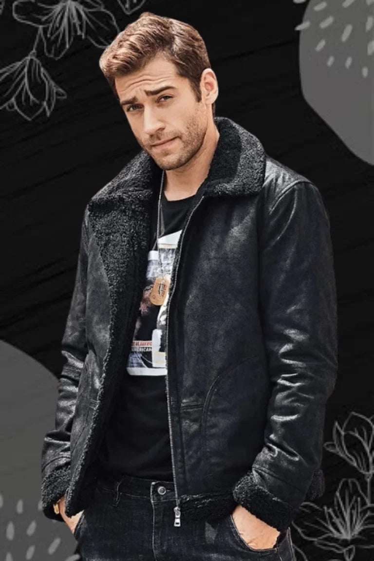Men Black Fur Jacket - Bwok limited