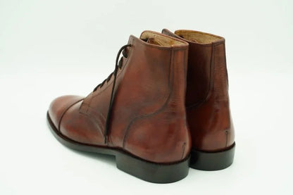 Stylish Lace-Up Leather Boots - Bwok limited