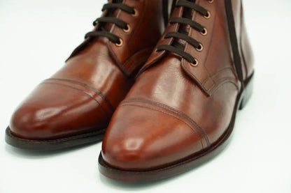 Stylish Lace-Up Leather Boots - Bwok limited