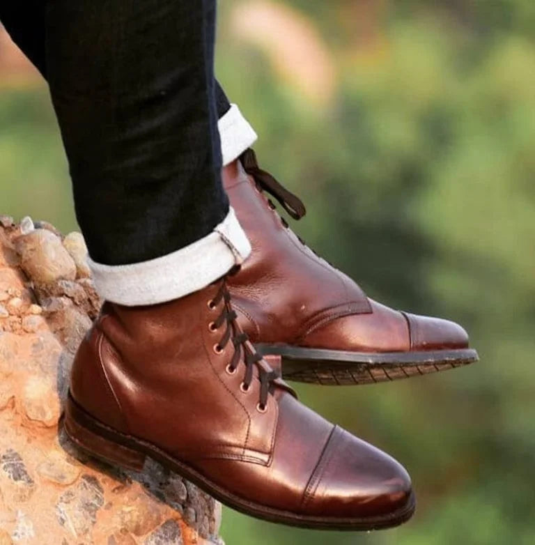 Half Long lace up Boots for Men - Bwok limited