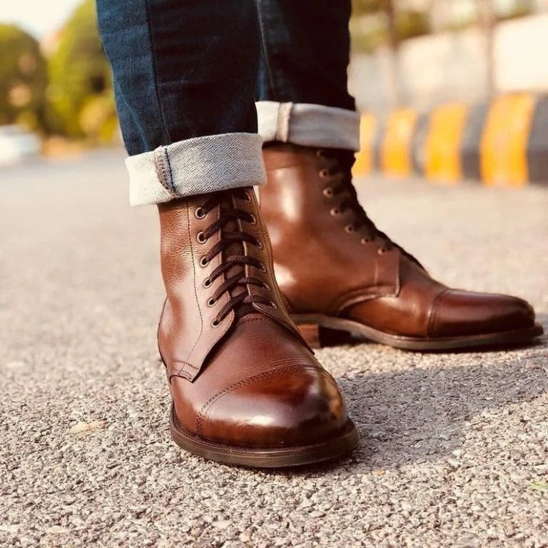 Half Long lace up Boots for Men - Bwok limited
