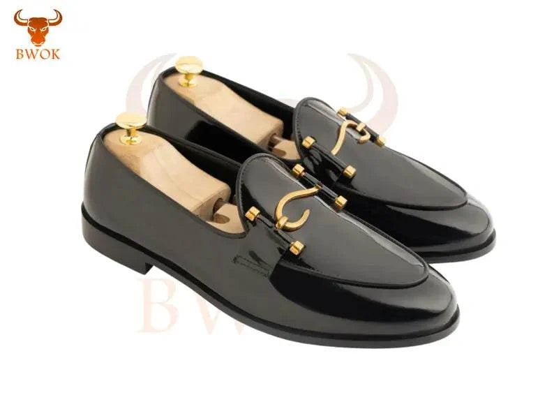 Black Leather Formal Loafers - Bwok limited