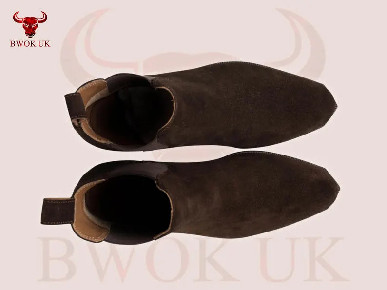 Dark Brown Suede Chelsea Boots - Bwok limited
