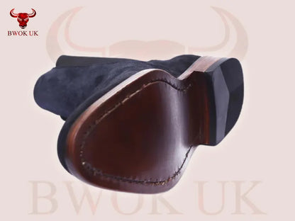 Suede Chelsea Boots Navy Blue - Bwok limited