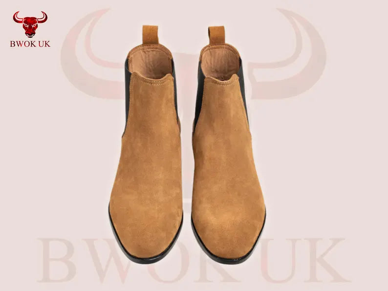 Suede Chelsea Boots Camel Brown - Bwok limited