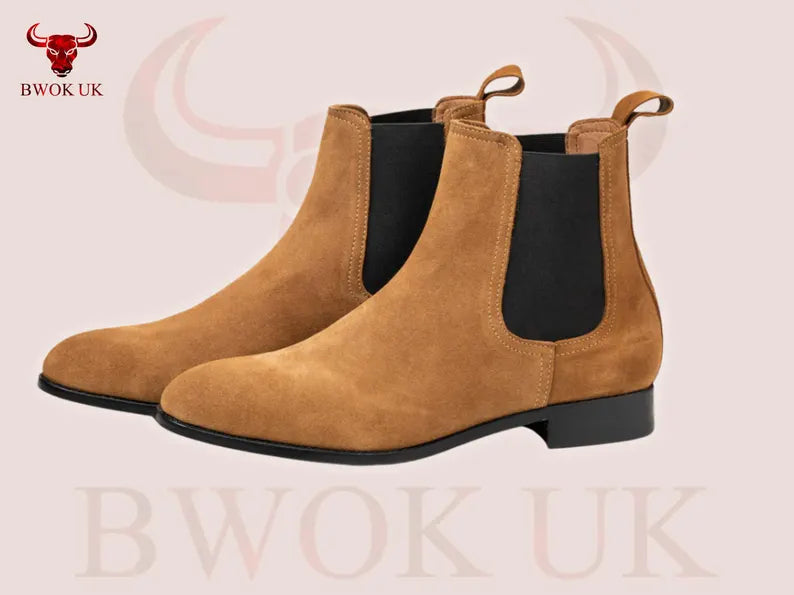 Suede Chelsea Boots Camel Brown - Bwok limited