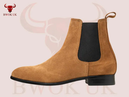 Suede Chelsea Boots Camel Brown - Bwok limited