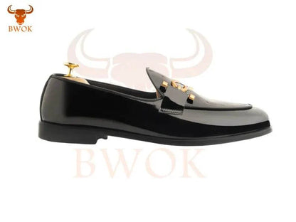 Black Leather Formal Loafers - Bwok limited