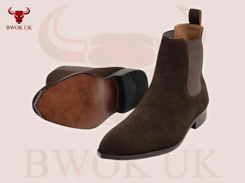 Dark Brown Suede Chelsea Boots - Bwok limited