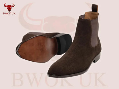 Dark Brown Suede Chelsea Boots - Bwok limited