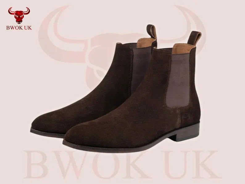 Dark Brown Suede Chelsea Boots - Bwok limited