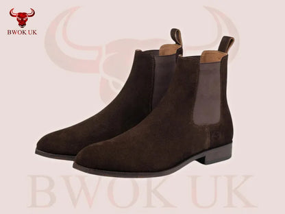Dark Brown Suede Chelsea Boots - Bwok limited