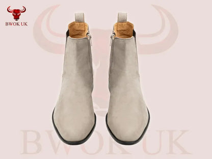 Handmade Taupe Suede Chelsea Boots - Bwok limited