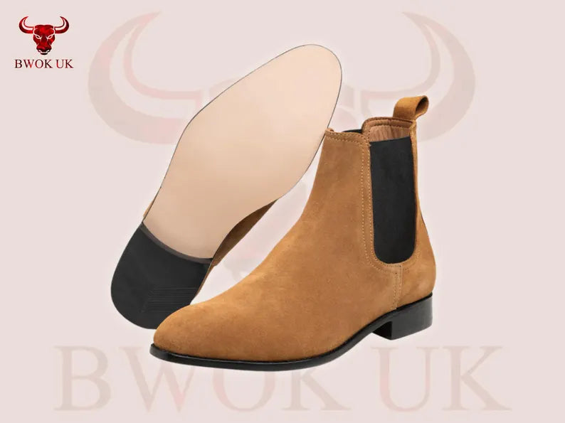 Suede Chelsea Boots Camel Brown - Bwok limited
