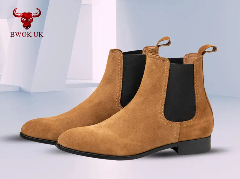 Suede Chelsea Boots Camel Brown - Bwok limited