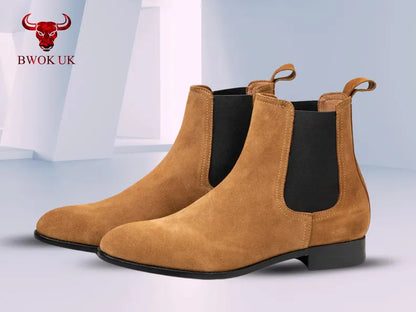 Suede Chelsea Boots Camel Brown - Bwok limited