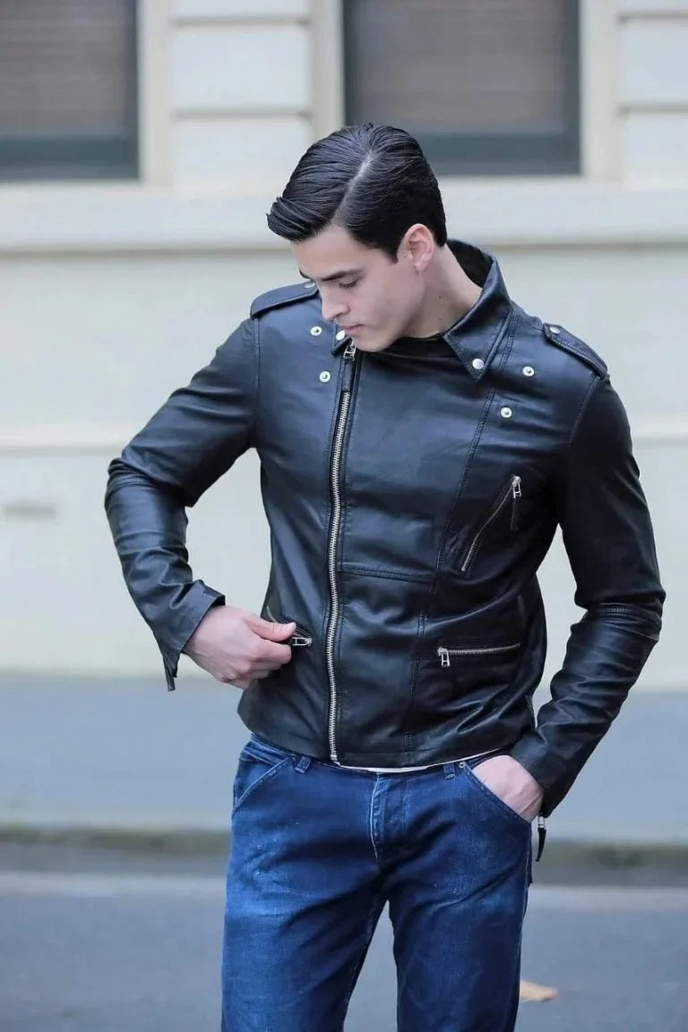 Moto Style Leather Jacket - Bwok limited