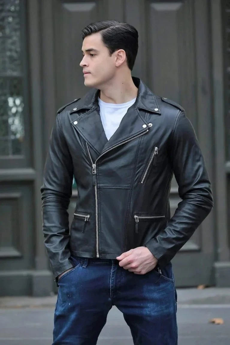 Moto Style Leather Jacket - Bwok limited