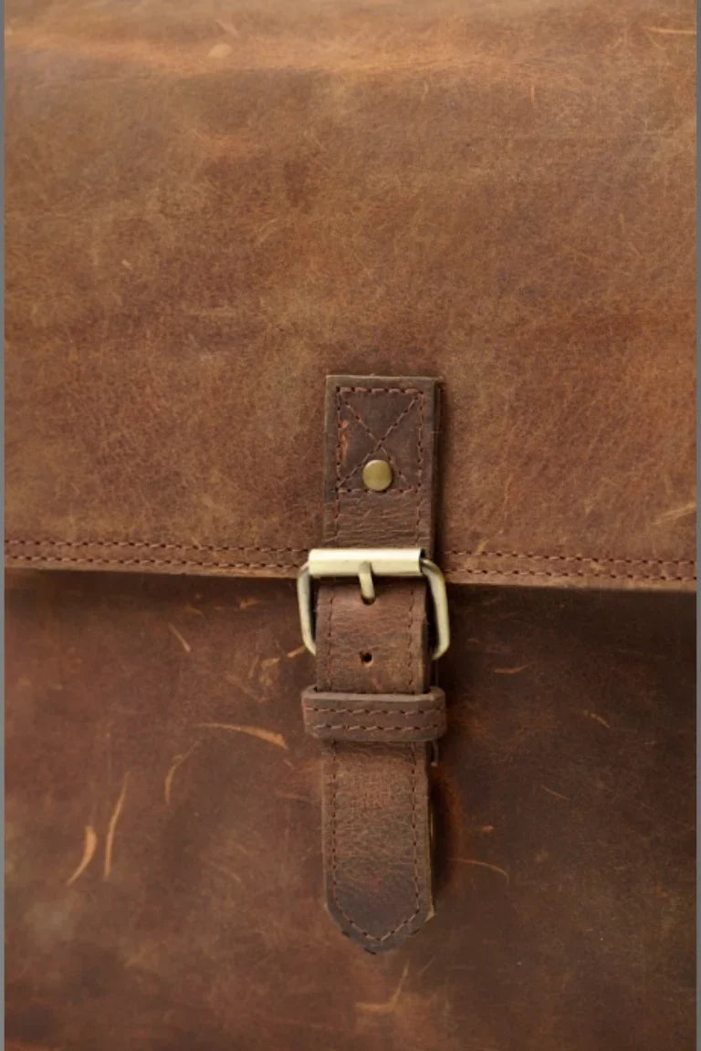 Vintage Leather Laptop Bag for Men & Women | Stylish Office & Travel Satchel – Bwok Store - Bwok limited